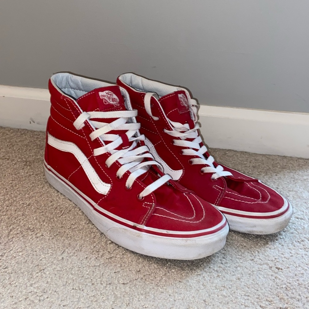 Vans Red & White High-Top Sk8-Hi Sneakers